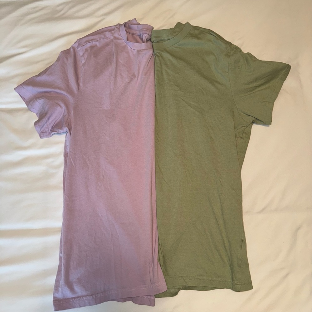 H&M Olive Green and Lilac Regular Fit T-Shirt